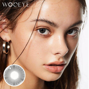 Model wearing Plato Gray Contact Lenses