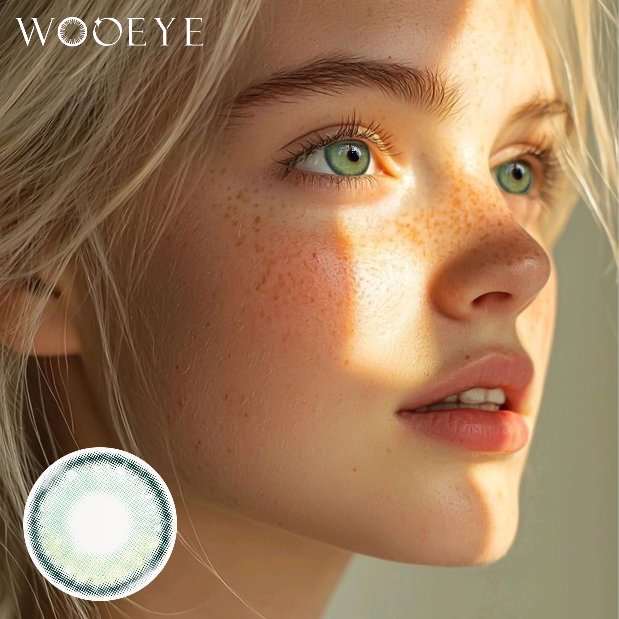 Model wearing Bubbles Green Contact Lenses