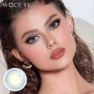Model wearing Banshe Brown Blue Contact Lenses