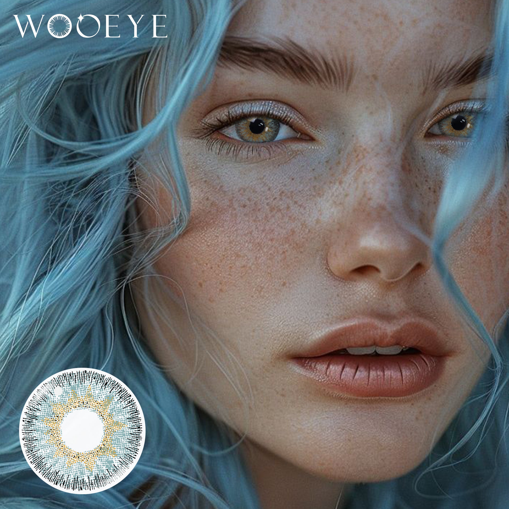 Model wearing Galaxy Gray II  Contact Lenses