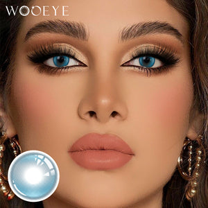 Model wearing Halo Pro Blue Contact Lenses