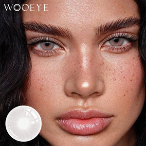 Model wearing Mulberry Grey Contact Lenses