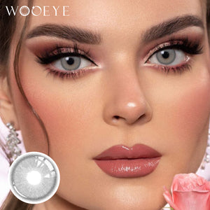 Model wearing Alice Grey Contact Lenses