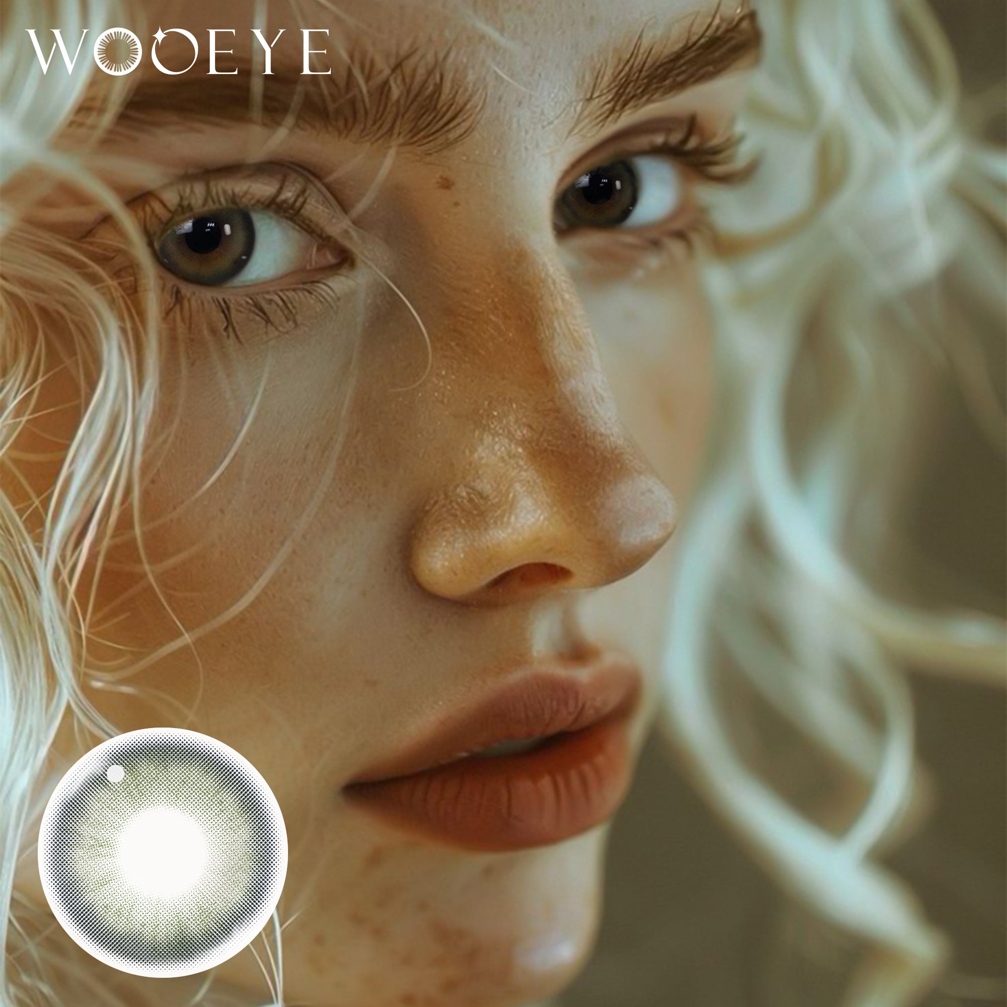 Model wearing Mystery Green Contact Lenses