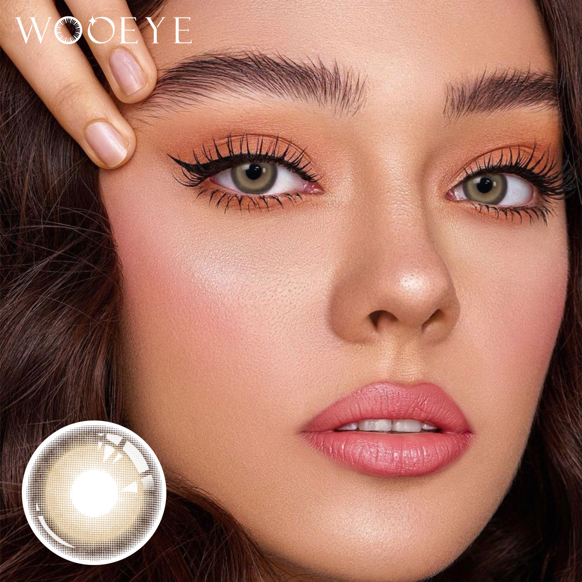 Model wearing Glass Brown Contact Lenses