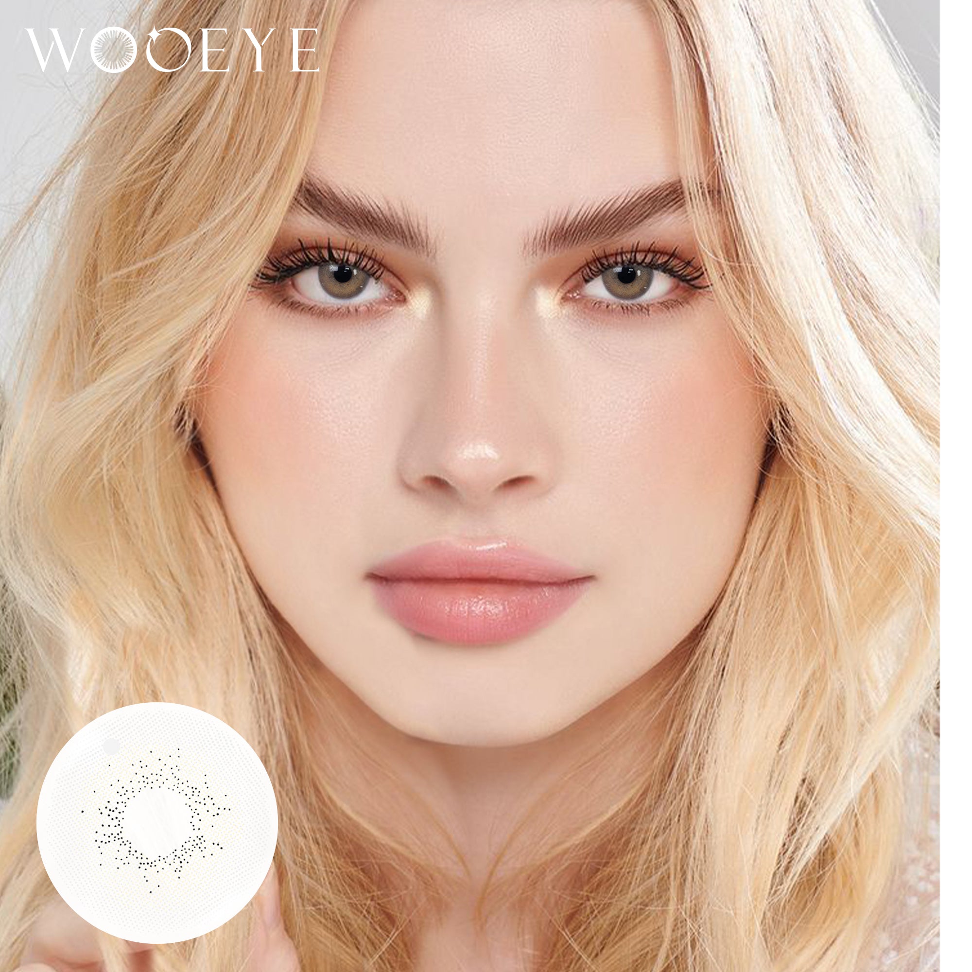 Model wearing Mousse Gray Contact Lenses