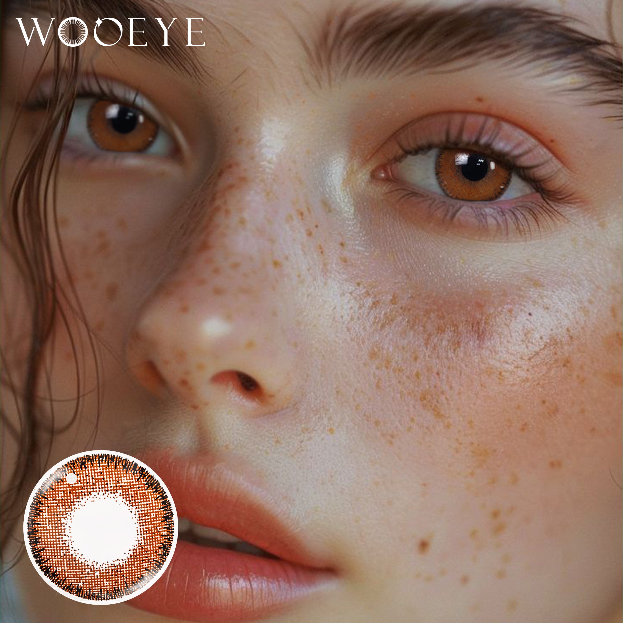 Model wearing Autumn Sycamore Brown Contact Lenses