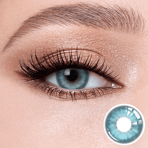 Amber Blue wearing eye close-up, the lower right corner is the product close-up