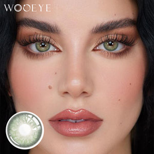 Model wearing Alice Green Contact Lenses