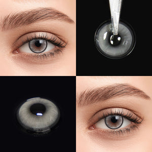 Brown eyes wearing Boston Grey Contact Lenses