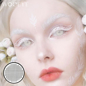 Model wearing Grid White Contact Lenses