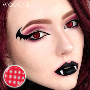Model wearing  Grid Red Contact Lenses