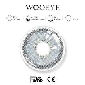 Cleo Gray product specifications, Wooeye logo on top, FDA and CE certification marks on bottom