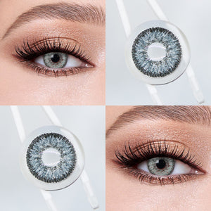 Brown eyes wearing Galaxy Diamond Blue Contact Lenses