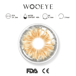 Cleo Hazel Brown product specifications, Wooeye logo on top, FDA and CE certification marks on bottom