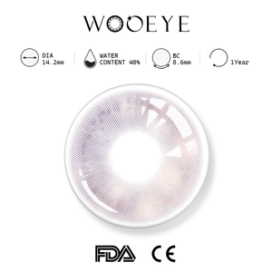 Clouds Purple product specifications, Wooeye logo on top, FDA and CE certification marks on bottom