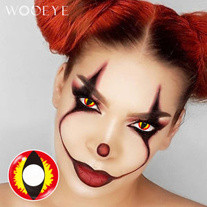 Model wearing Cosplay Sharingan Contact Lenses