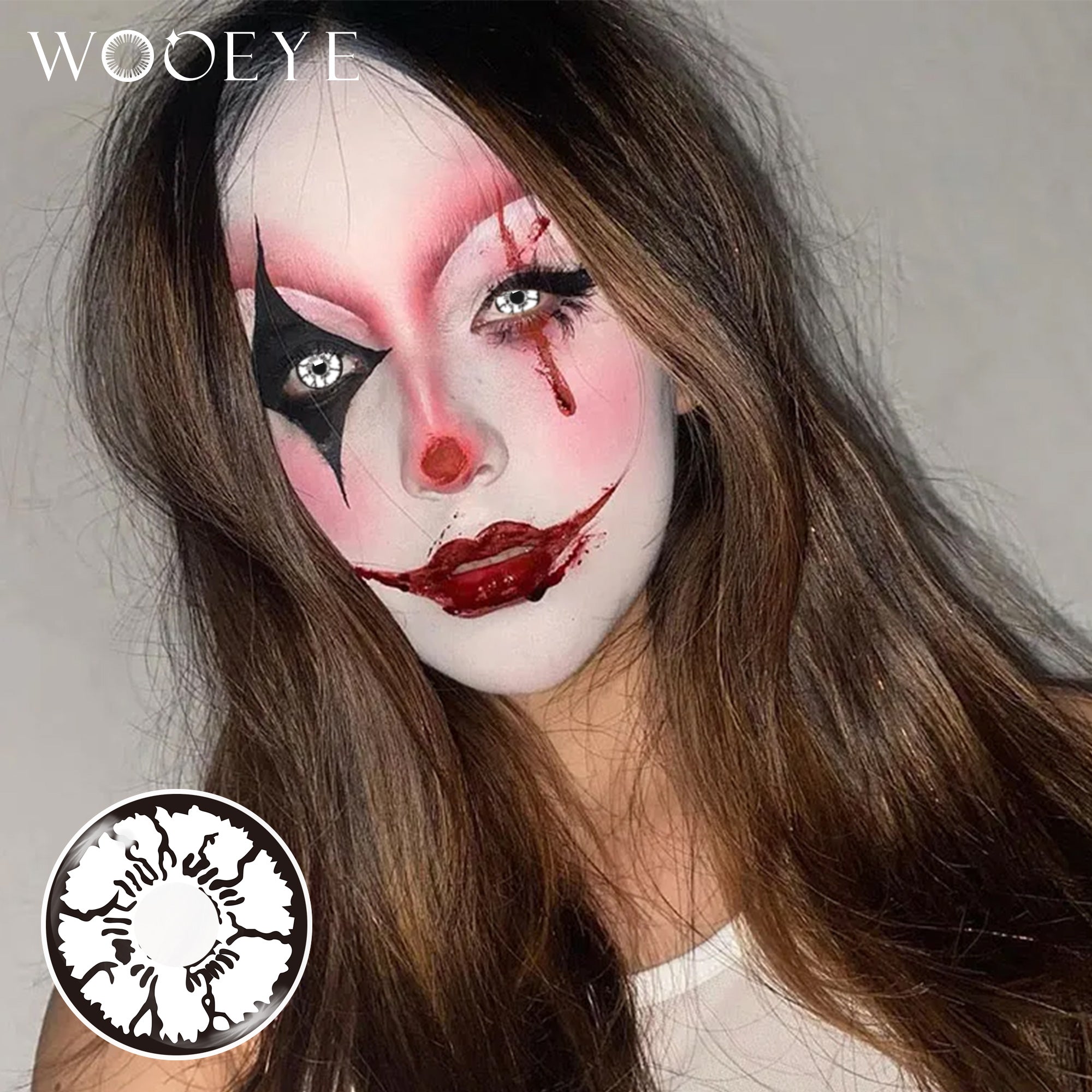 Model wearing Cosplay Sadako Contact Lenses