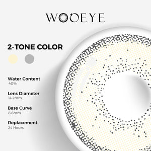 Cream Brown I Color Contacts specifications: 14.2mm diameter, 8.6mm base curve, and 40% water content for daily comfort.