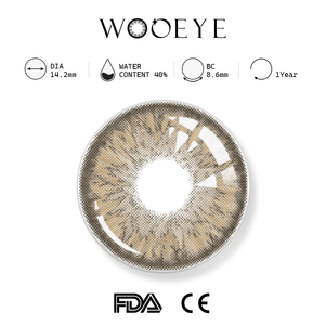 rinnegan contact lenses product specifications, Wooeye logo on top, FDA and CE certification marks on bottom