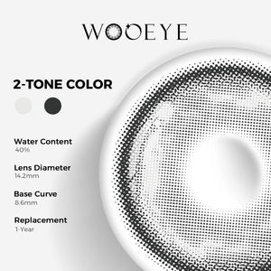 Heaven Gray Color Contacts specifications: 14.2mm diameter, 8.6mm base curve, and 40% water content for daily comfort.