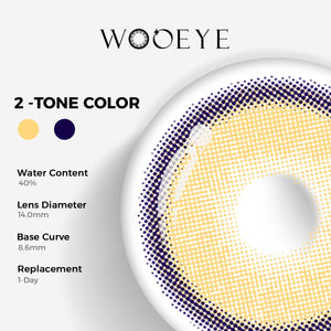 Grape Brown Color Contacts specifications: 14.0mm diameter, 8.6mm base curve, and 40% water content for daily comfort.