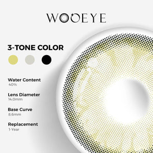 Gem Brown Color Contacts specifications: 14.0mm diameter, 8.6mm base curve, and 40% water content for daily comfort.
