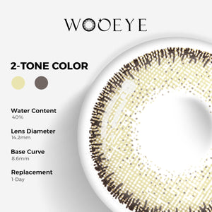 Flaxseed Gray Contact Lenses Color Contacts specifications: 14.2mm diameter, 8.6mm base curve, and 40% water content for daily comfort.