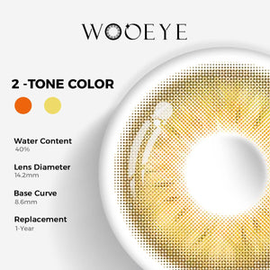 Coral Brown Color Contacts specifications: 14.2mm diameter, 8.6mm base curve, and 40% water content for daily comfort.