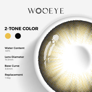 Acorn Brown Color Contacts specifications: 14.5mm diameter, 8.6mm base curve, and 40% water content for daily comfort.