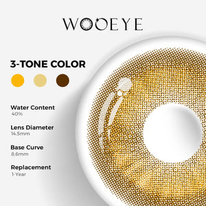 Princess Brown Color Contacts specifications: 14.5mm diameter, 8.6mm base curve, and 40% water content for daily comfort.