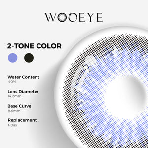 Diamond Blue Contact Lenses Color Contacts specifications: 14.2mm diameter, 8.6mm base curve, and 40% water content for daily comfort.
