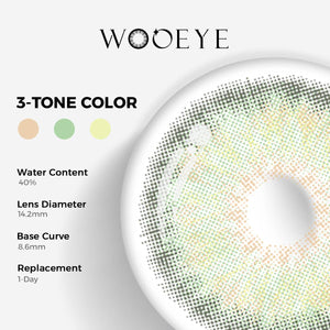 Breeze Grey Color Contacts specifications: 14.2mm diameter, 8.6mm base curve, and 40% water content for daily comfort.