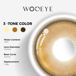 Honeycomb Brown Color Contacts specifications: 14.2mm diameter, 8.6mm base curve, and 40% water content for daily comfort.