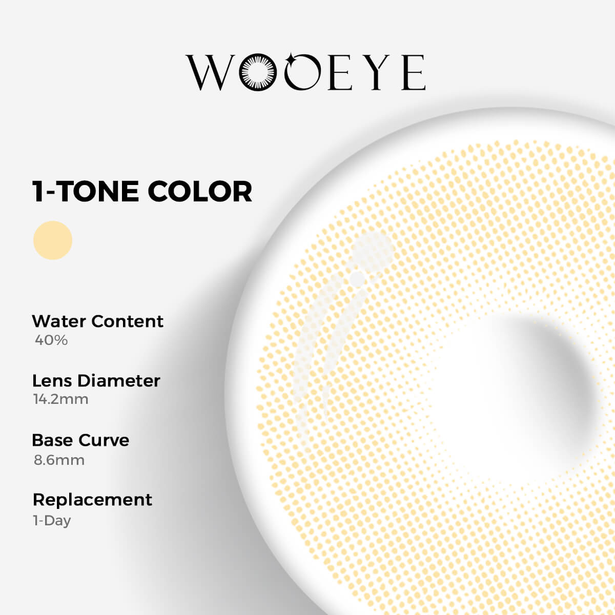 Mousse Brown I Contact Lenses Color Contacts specifications: 14.2mm diameter, 8.6mm base curve, and 40% water content for daily comfort.