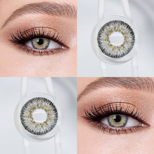 Brown eyes wearing Galaxy Gray I Contact Lenses