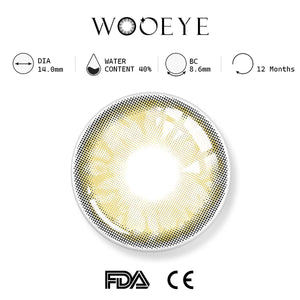 gem brown product specifications, Wooeye logo on top, FDA and CE certification marks on bottom