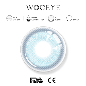 Glacier Blue product specifications, Wooeye logo on top, FDA and CE certification marks on bottom
