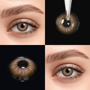 Brown eyes wearing Jennie Brown Contact Lenses