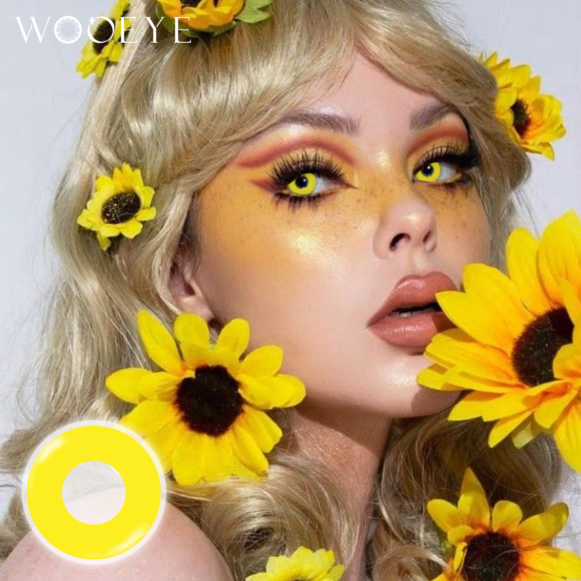 Model wearing Ring Yellow Contact Lenses