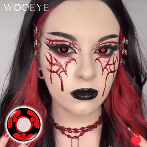 Model wearing Madara Sharingan Contact Lenses