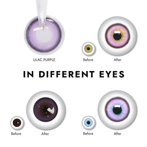 Effect display of wearing Lilac-Purple Contact Lenses for different eye colors