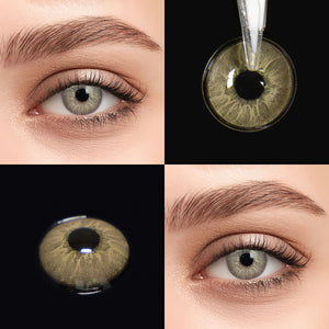 Brown eyes wearing Love Gray Contact Lenses