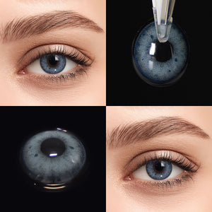 Brown eyes wearing Magic Blue Contact Lenses