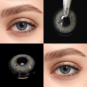 Brown eyes wearing Magic Grey Contact Lenses