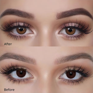 Before and after wearing Master Gray Contact Lenses