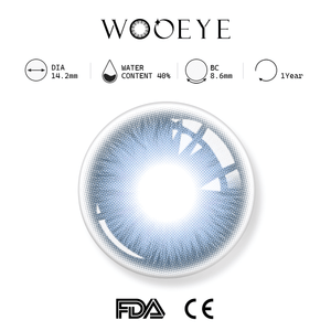 NutBlue product specifications, Wooeye logo on top, FDA and CE certification marks on bottom
