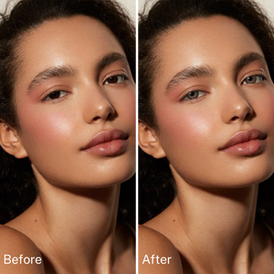 Girl wearing Nut Brown contact lenses before and after effect