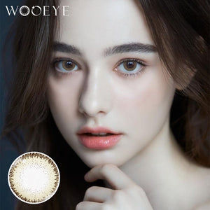 Model wearing Oat Gray Contact Lenses