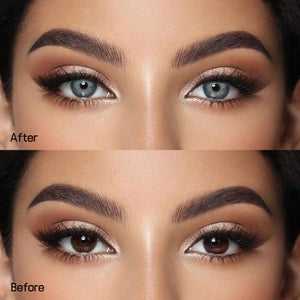 Before and after wearing Pattaya Blue Contact Lenses